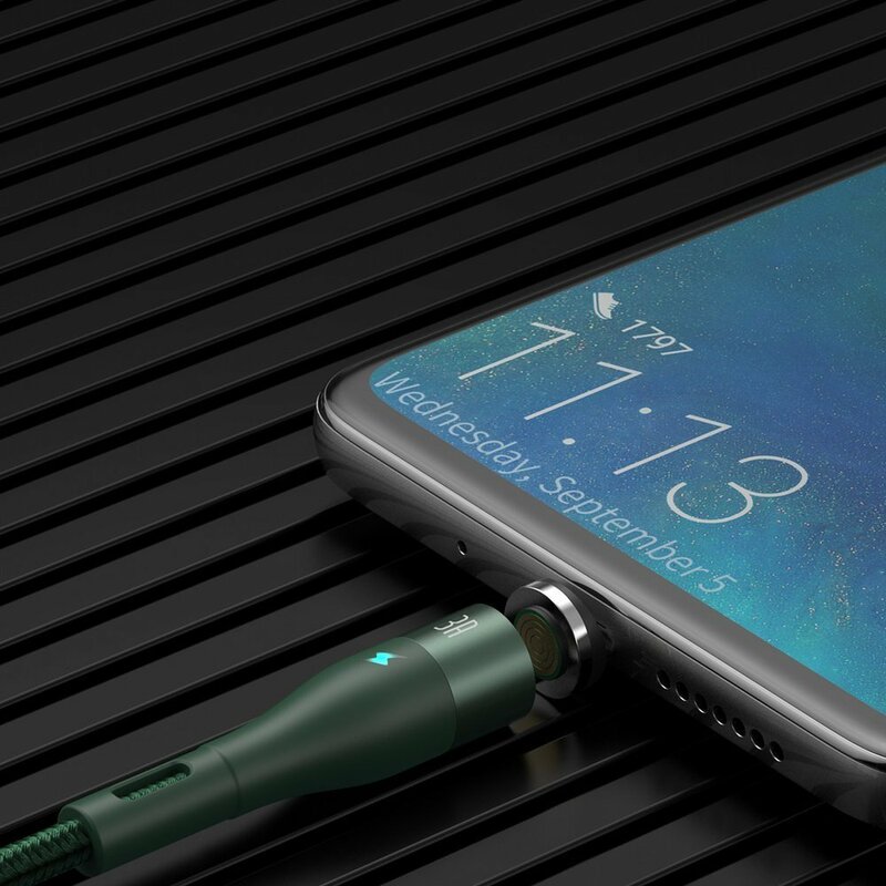 Cablu De Date Baseus Zinc Magnetic USB / Micro-USB 3A - 1m - CAMXC-K06 - Verde