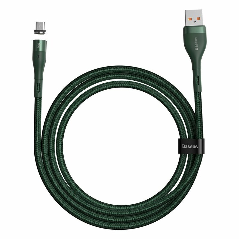 Cablu De Date Baseus Zinc Magnetic USB / Micro-USB 3A - 1m - CAMXC-K06 - Verde