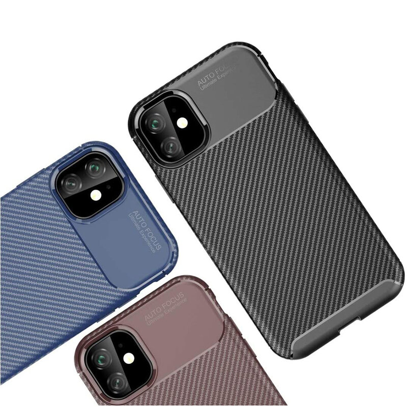 Husa iPhone 12 Carbon Fiber Skin - Albastru