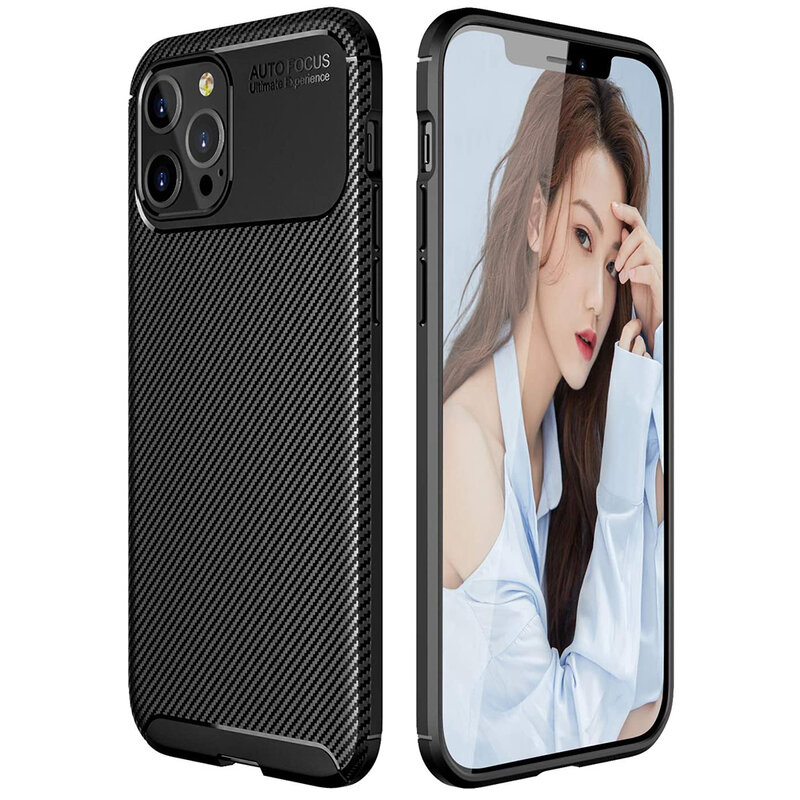 Husa iPhone 12 Pro Max Carbon Fiber Skin - Negru