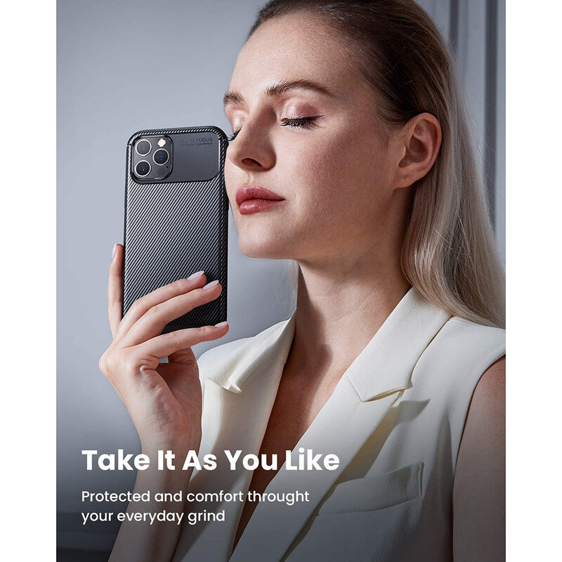 Husa iPhone 12 Pro Carbon Fiber Skin - Negru