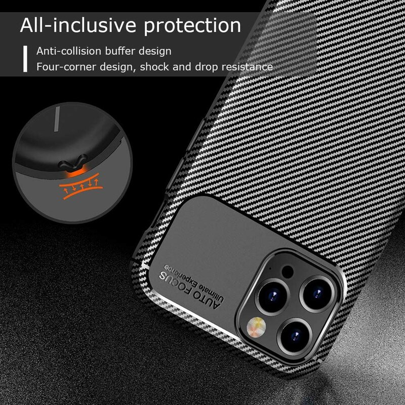 Husa iPhone 12 Pro Max Carbon Fiber Skin - Albastru