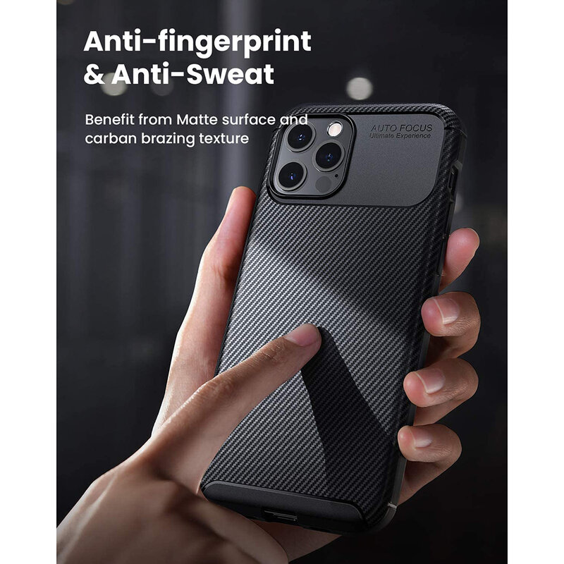 Husa iPhone 12 Pro Max Carbon Fiber Skin - Albastru