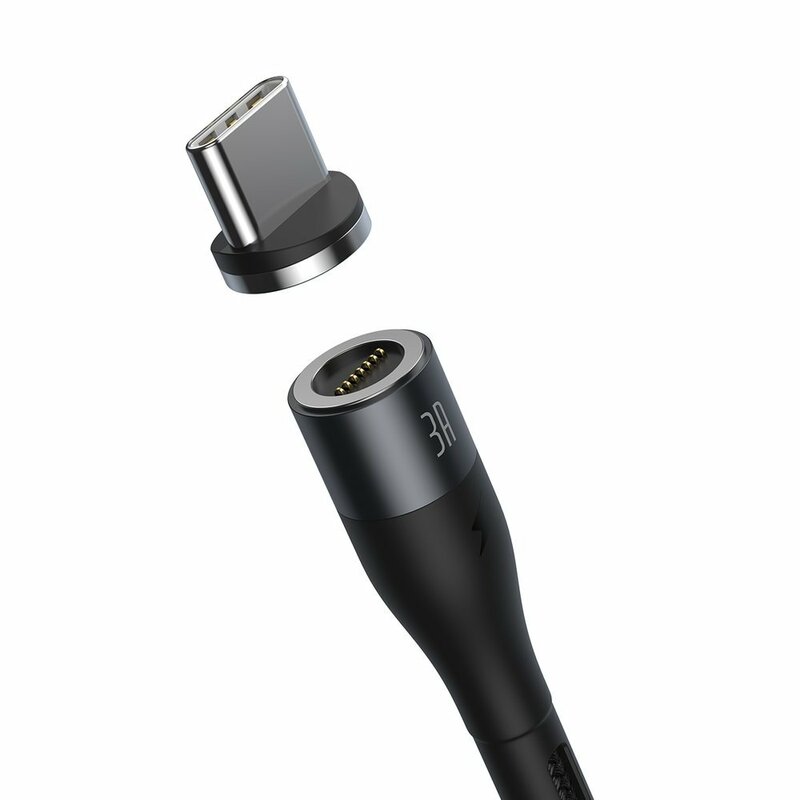 Cablu De Date Baseus Zinc Magnetic Cu Incarcare Rapida USB / Type-C 3A - 1m - CATXC-MG1 - Negru