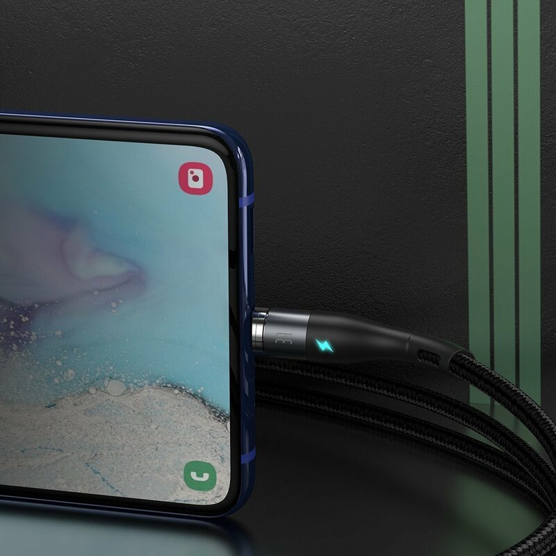 Cablu De Date Baseus Zinc Magnetic Cu Incarcare Rapida USB / Type-C 3A - 1m - CATXC-MG1 - Negru