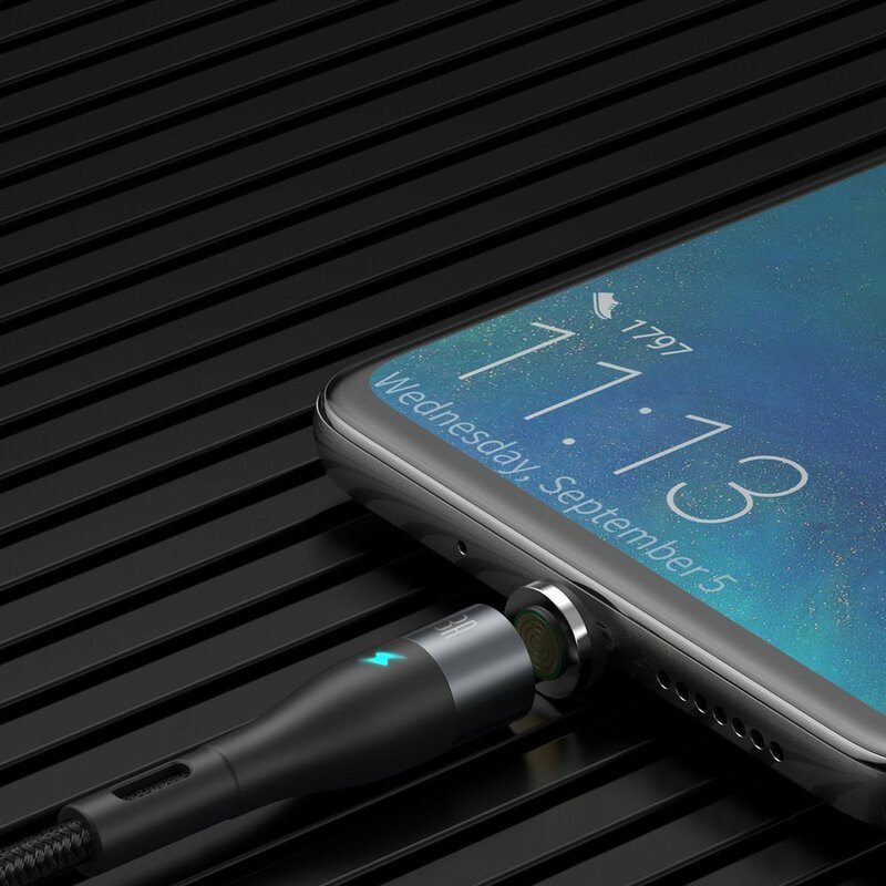 Cablu De Date Baseus Zinc Magnetic Cu Incarcare Rapida USB / Type-C 3A - 1m - CATXC-MG1 - Negru