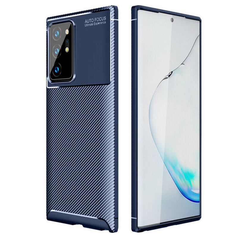 Husa Samsung Galaxy Note 20 Ultra Carbon Fiber Skin - Albastru