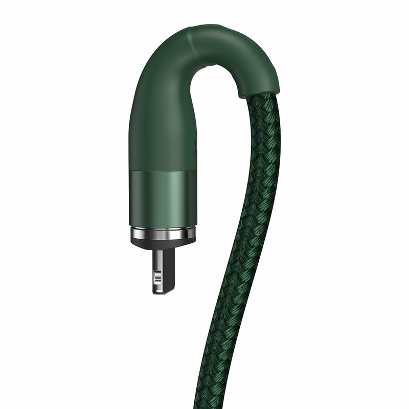 Cablu De Date Baseus Zinc Magnetic Cu Incarcare Rapida USB / Lightning 3A - 1m - CALXC-K06 - Verde