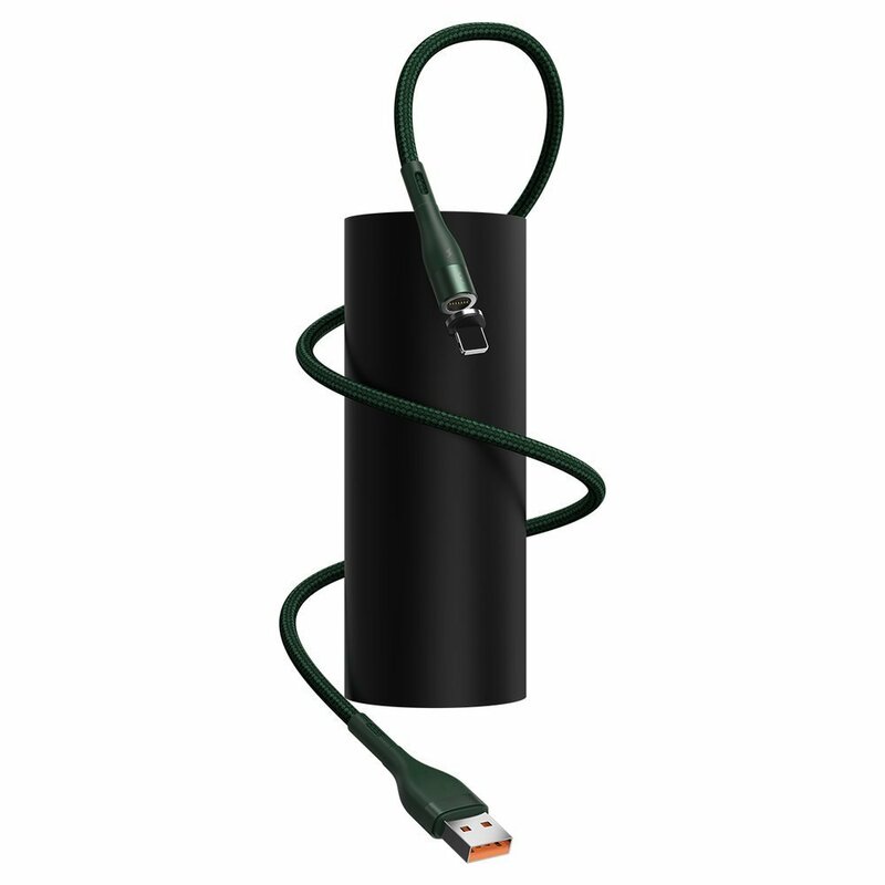 Cablu De Date Baseus Zinc Magnetic Cu Incarcare Rapida USB / Lightning 3A - 1m - CALXC-K06 - Verde