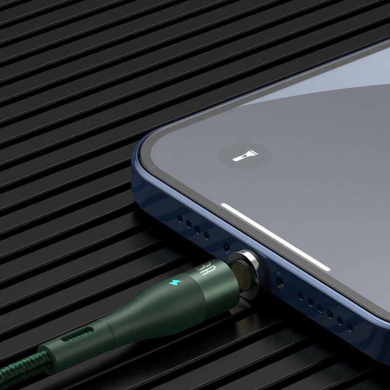 Cablu De Date Baseus Zinc Magnetic Cu Incarcare Rapida USB / Lightning 3A - 1m - CALXC-K06 - Verde