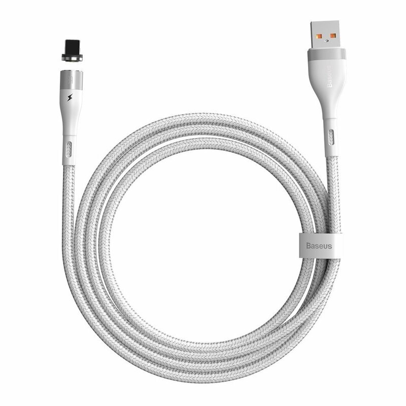 Cablu De Date Baseus Zinc Magnetic Cu Incarcare Rapida USB / Lightning 3A - 1m - CALXC-K02 - Alb