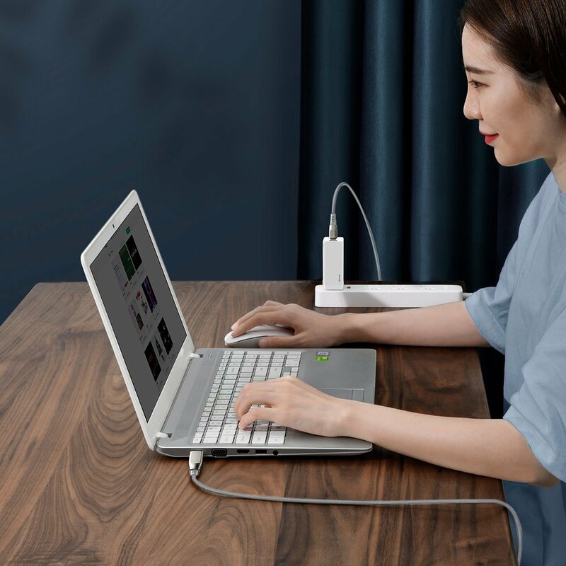 Cablu De Date Baseus Type C / C+DC 100W Cu Incarcare Rapida Si Adaptor Laptop Lenovo 5A - 2m - CA1T2-B0G - Gri