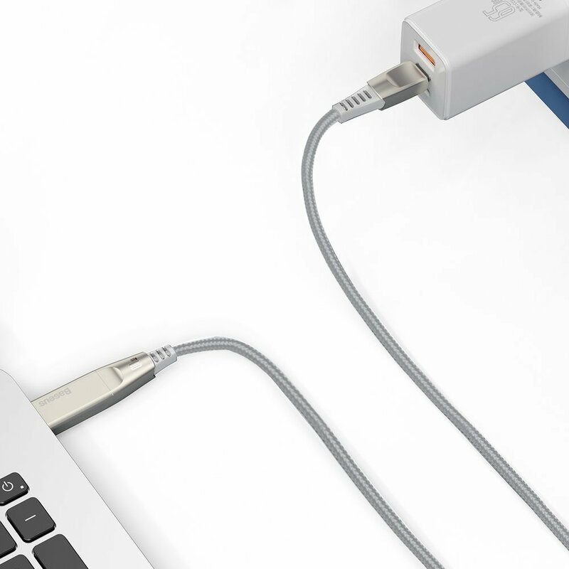 Cablu De Date Baseus Type C / C+DC 100W Cu Incarcare Rapida Si Adaptor Laptop Lenovo 5A - 2m - CA1T2-B0G - Gri