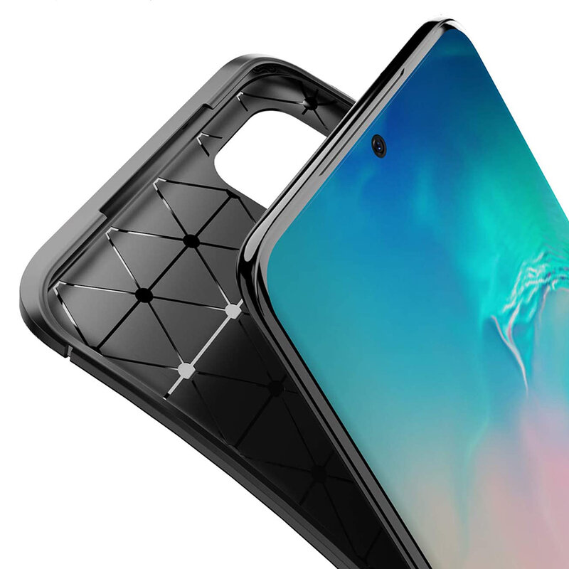 Husa Samsung Galaxy S20 5G Carbon Fiber Skin - Albastru