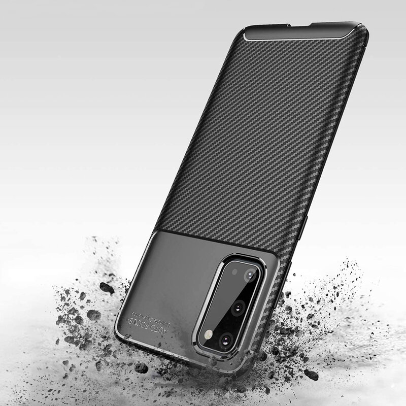 Husa Samsung Galaxy S20 5G Carbon Fiber Skin - Albastru