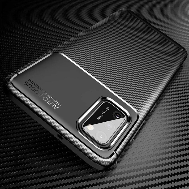 Husa Samsung Galaxy A41 Carbon Fiber Skin - Negru