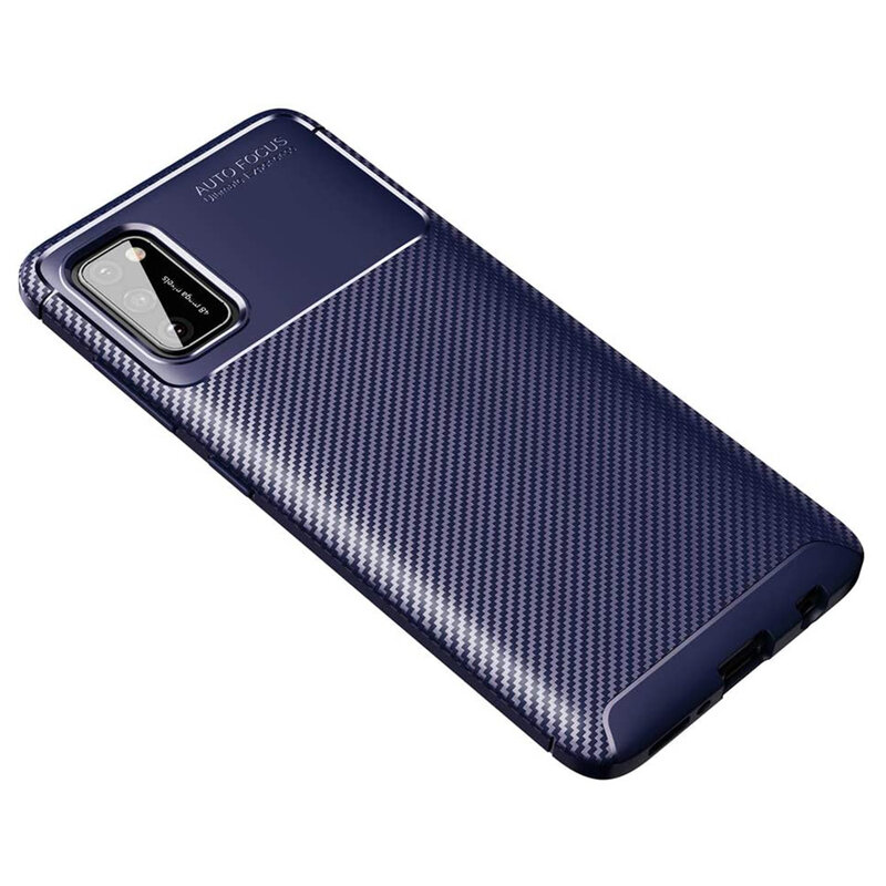 Husa Samsung Galaxy A41 Carbon Fiber Skin - Albastru