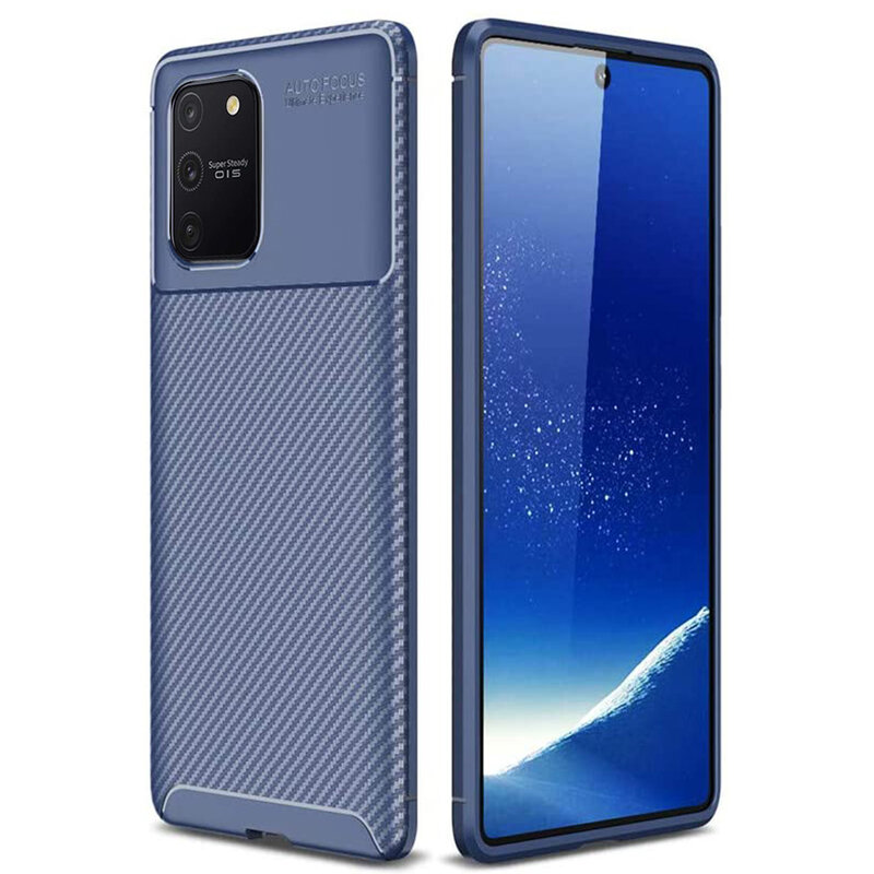 Husa Samsung Galaxy S10 Lite Carbon Fiber Skin - Albastru