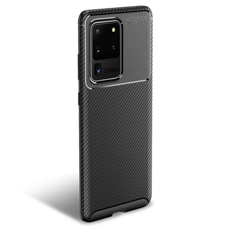 Husa Samsung Galaxy S20 Ultra Carbon Fiber Skin - Negru