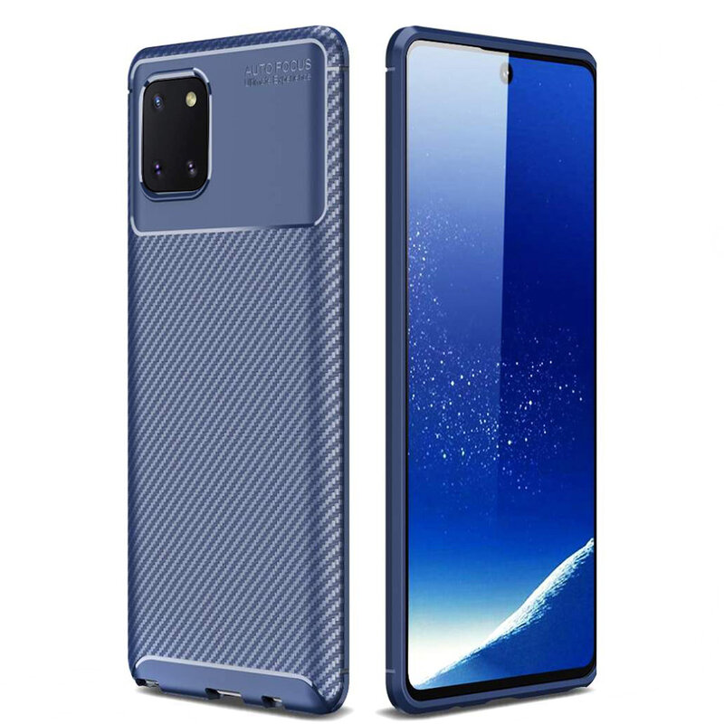 Husa Samsung Galaxy Note 10 Lite Carbon Fiber Skin - Albastru