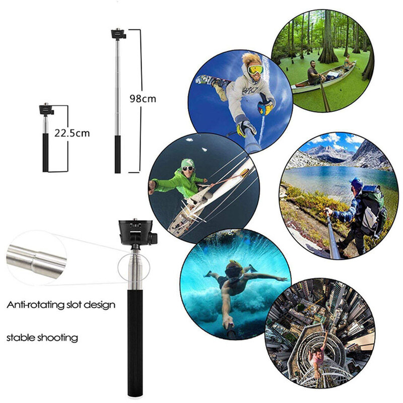 Suport Selfie Stick Universal Telescopic GoPro Hero, SJCAM, Camere De Actiune - Negru