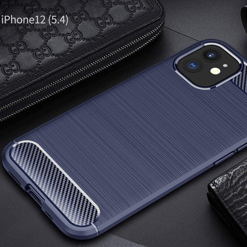Husa iPhone 12 mini Techsuit Carbon Silicone, albastru