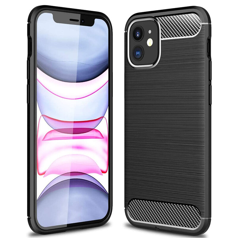 Husa iPhone 12 Techsuit Carbon Silicone, negru