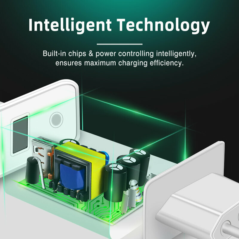 Incarcator Priza Lito QO-101 USB QC3.0 Cu Lumina LED 3A + Cablu De Tip USB / Lightning - Alb