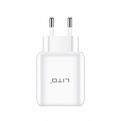 Incarcator Priza Lito QO-101 USB QC3.0 Cu Lumina LED 3A + Cablu De Tip USB / Lightning - Alb