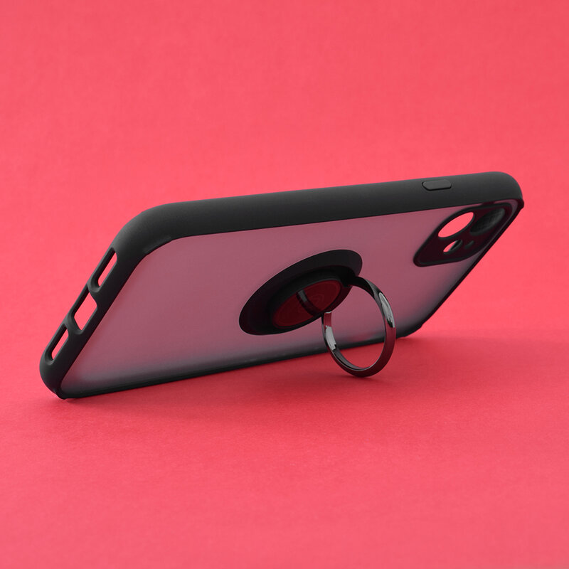 Husa iPhone 11 Techsuit Glinth cu inel suport stand magnetic, negru