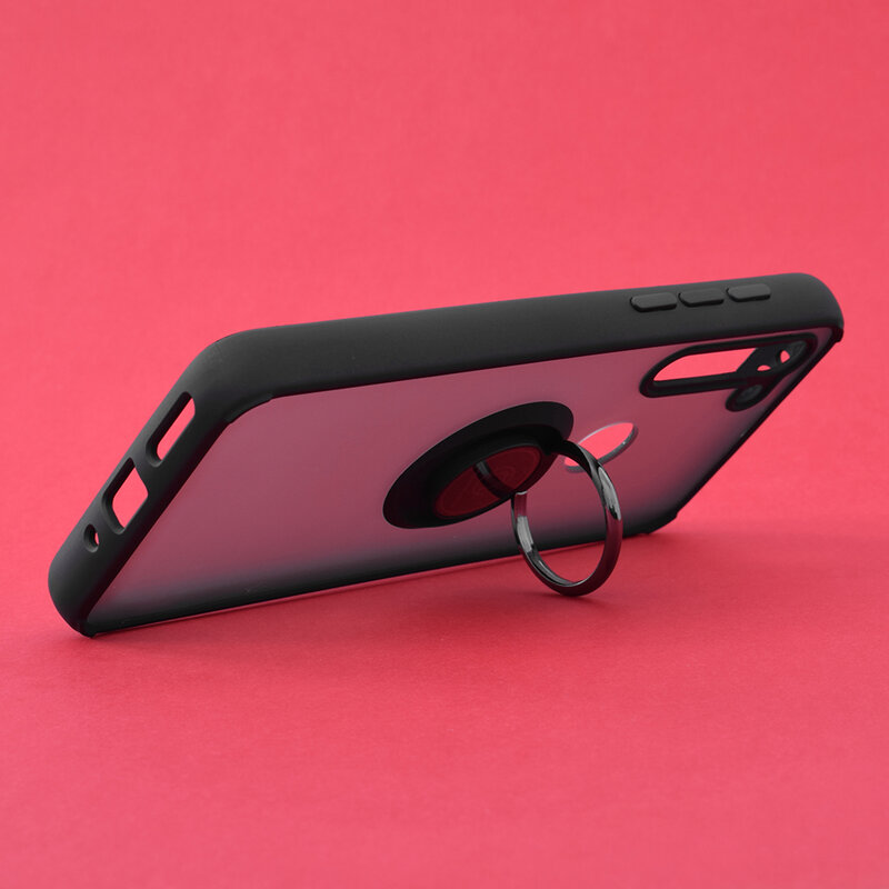 Husa Motorola Moto G8 Power Lite Techsuit Glinth cu inel suport stand magnetic, negru