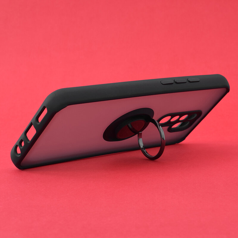 Husa Xiaomi Redmi 9 Techsuit Glinth Cu Inel Suport Stand Magnetic - Negru