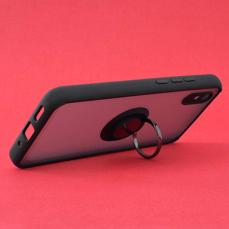 Husa Xiaomi Redmi 9A Techsuit Glinth Cu Inel Suport Stand Magnetic - Negru