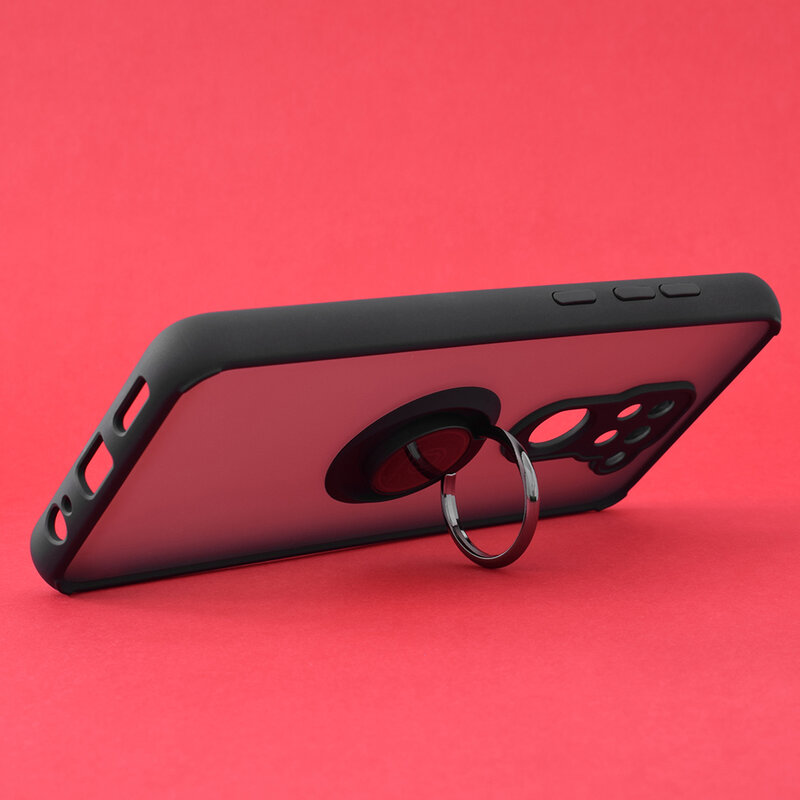 Husa Xiaomi Redmi Note 9 Techsuit Glinth Cu Inel Suport Stand Magnetic - Negru