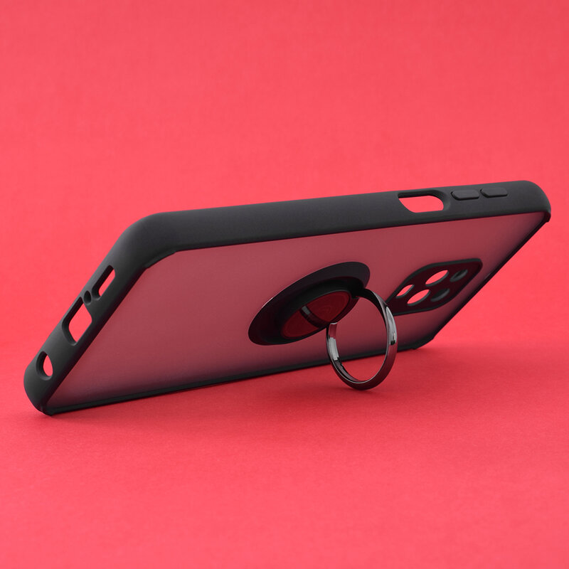 Husa Xiaomi Redmi Note 9S Techsuit Glinth Cu Inel Suport Stand Magnetic - Negru