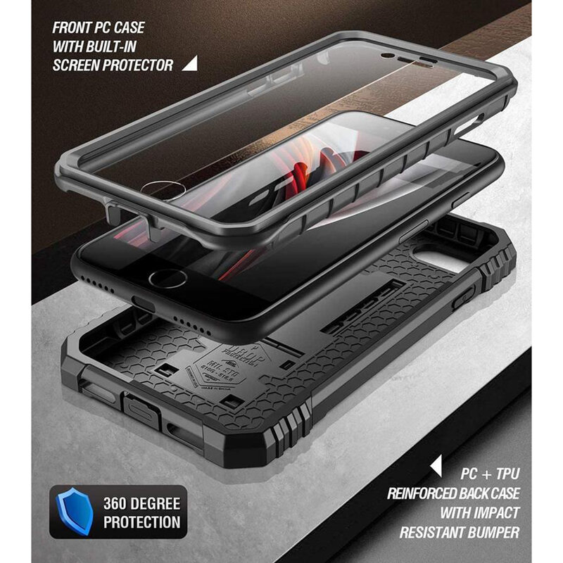 [Pachet 360°] Husa iPhone 7 Poetic Revolution + Folie Ecran - Negru