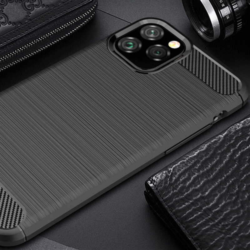 Husa iPhone 12 Pro Techsuit Carbon Silicone, negru