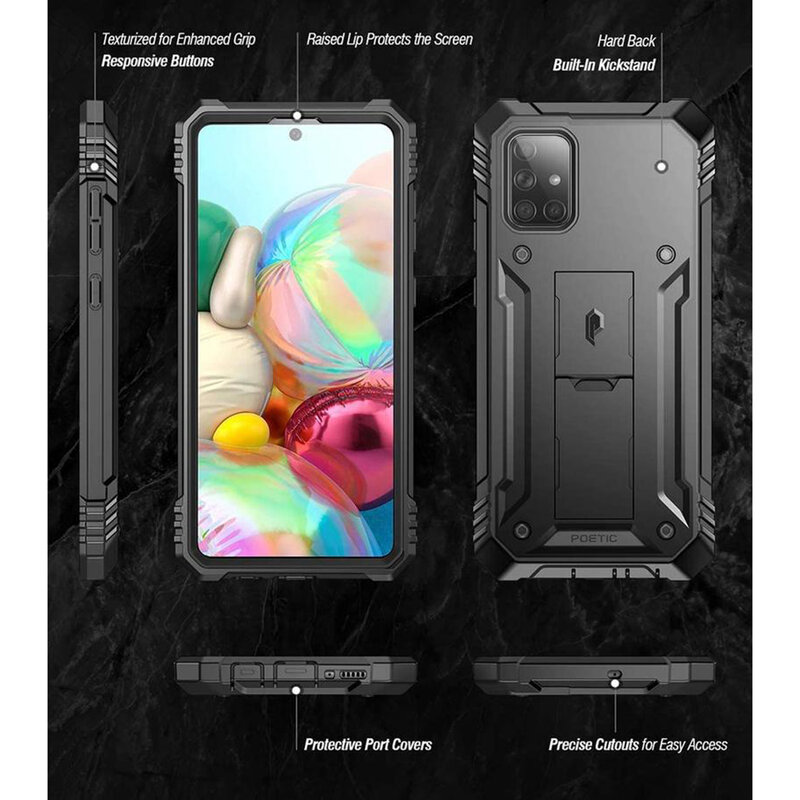 [Pachet 360°] Husa Samsung Galaxy A71 Poetic Revolution + Folie Ecran - Negru