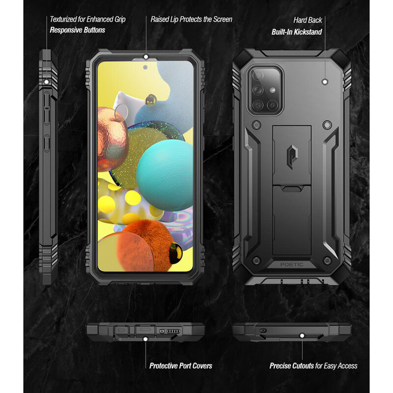 [Pachet 360°] Husa Samsung Galaxy A51 Poetic Revolution + Folie Ecran - Negru