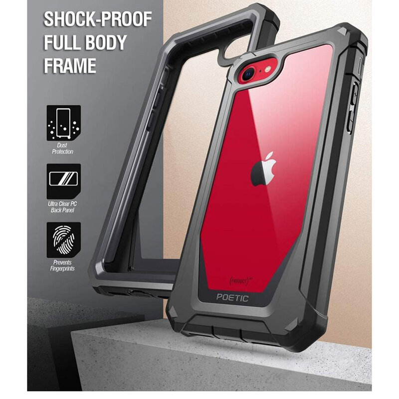 [Pachet 360°] Husa iPhone 8 Poetic Guardian + Folie Ecran - Negru