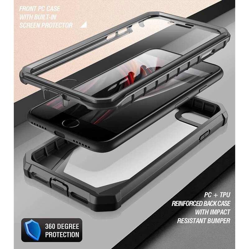 [Pachet 360°] Husa iPhone 8 Poetic Guardian + Folie Ecran - Negru