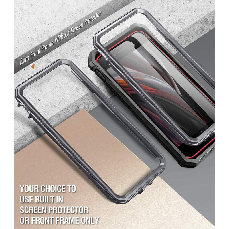 [Pachet 360°] Husa iPhone 8 Poetic Guardian + Folie Ecran - Negru