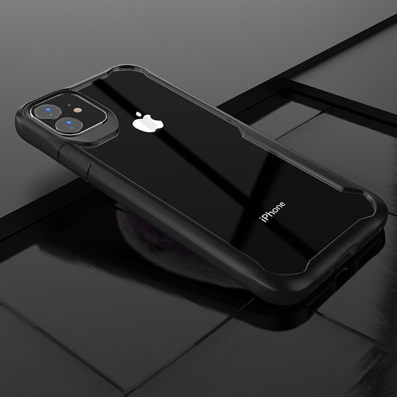 Husa iPhone 12 Mobster Glaast Series Transparenta - Negru