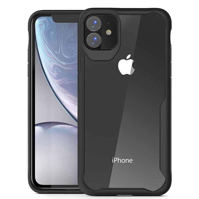 Husa iPhone 12 mini Mobster Glaast Series Transparenta - Negru