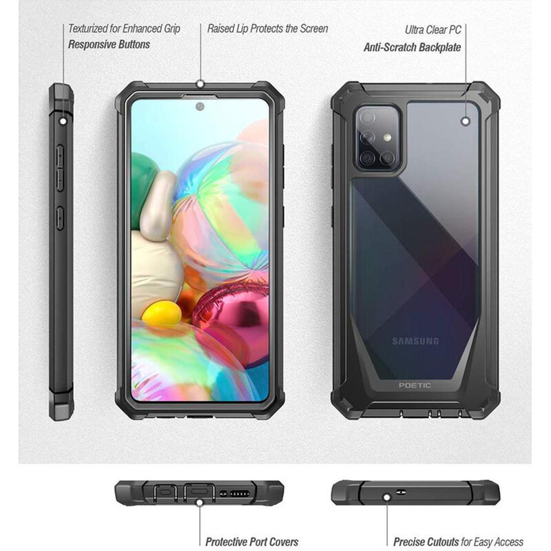 [Pachet 360°] Husa Samsung Galaxy A71 Poetic Guardian + Folie Ecran - Negru