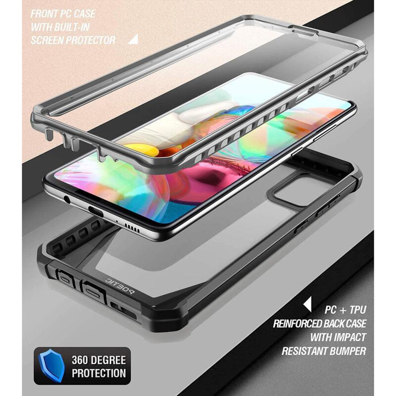 [Pachet 360°] Husa Samsung Galaxy A71 Poetic Guardian + Folie Ecran - Negru