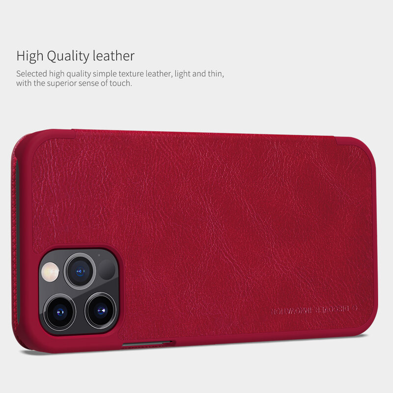 Husa iPhone 12 Pro Nillkin QIN Leather, rosu