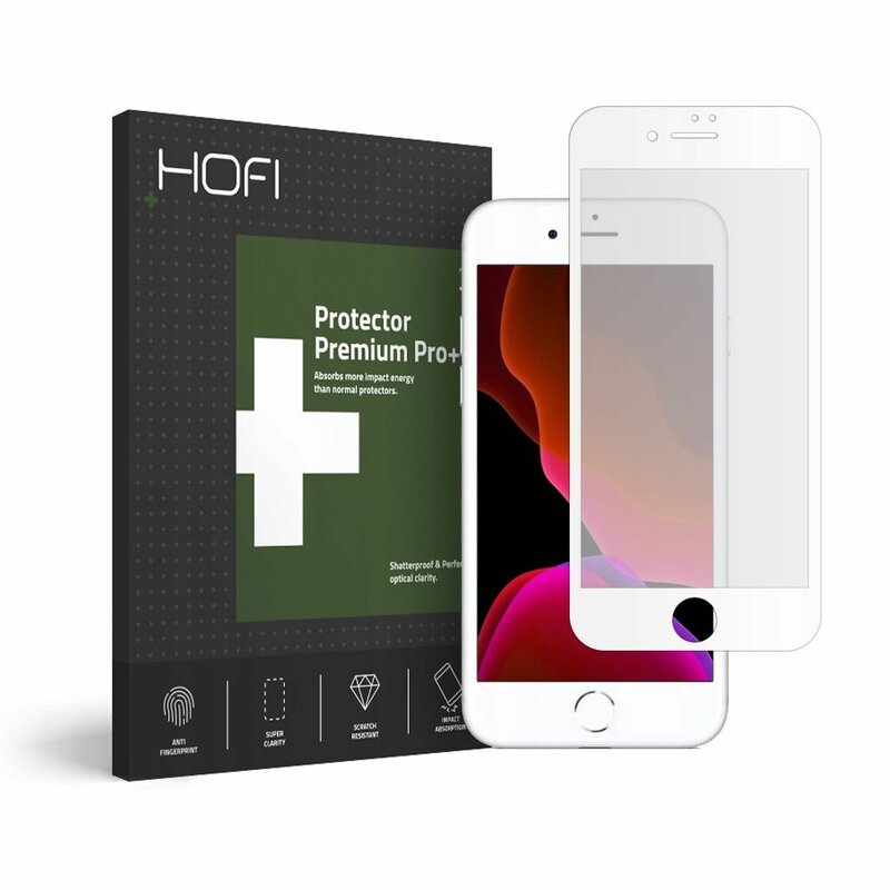 Folie iPhone 8 Hofi UltraFlex Glass Din Sticla Hibrida Flexibila 9H - White