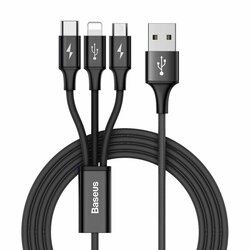 Cablu de date Baseus 3in1 USB / Lightning / Type C / Micro-USB 3A - 1.2m  - CAMLT-SU01- Negru