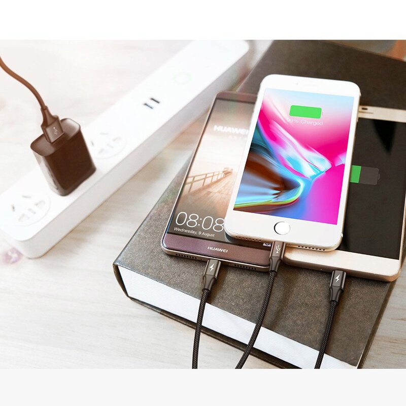 Cablu de date Baseus 3in1 USB / Lightning / Type C / Micro-USB 3A - 1.2m  - CAMLT-SU01- Negru